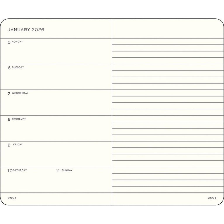 Kalender 2026 A6 Weekly Planner & Notebook Black, Övrigt