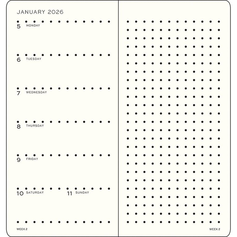 Kalender 2026 Weekly Planner & Notebook Dotted Wallet Forest Green, Övrigt