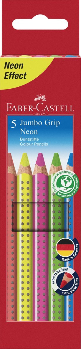 Färgpenna Faber-Castell Jumbo Grip Neon 5 färger