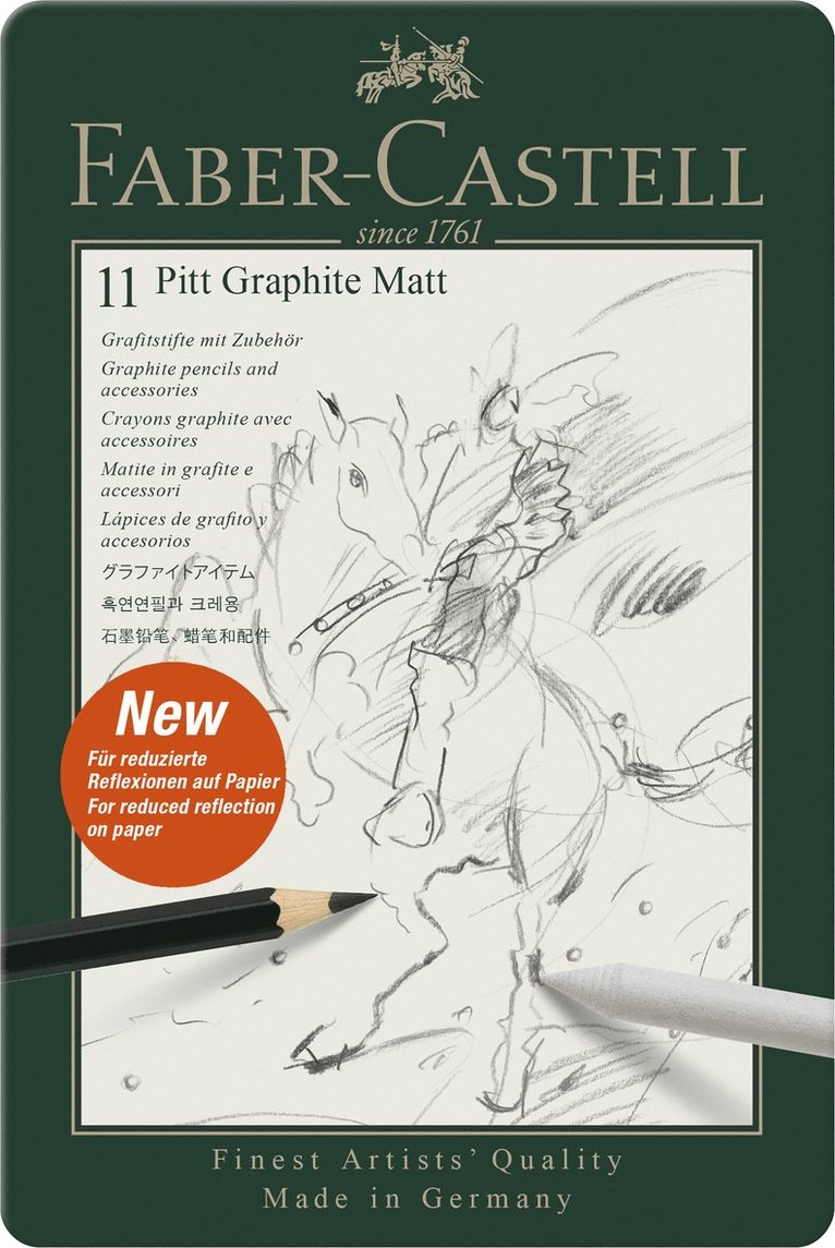 Grafitpenna Pitt Graphite Matt 11 delar i metalletui 1