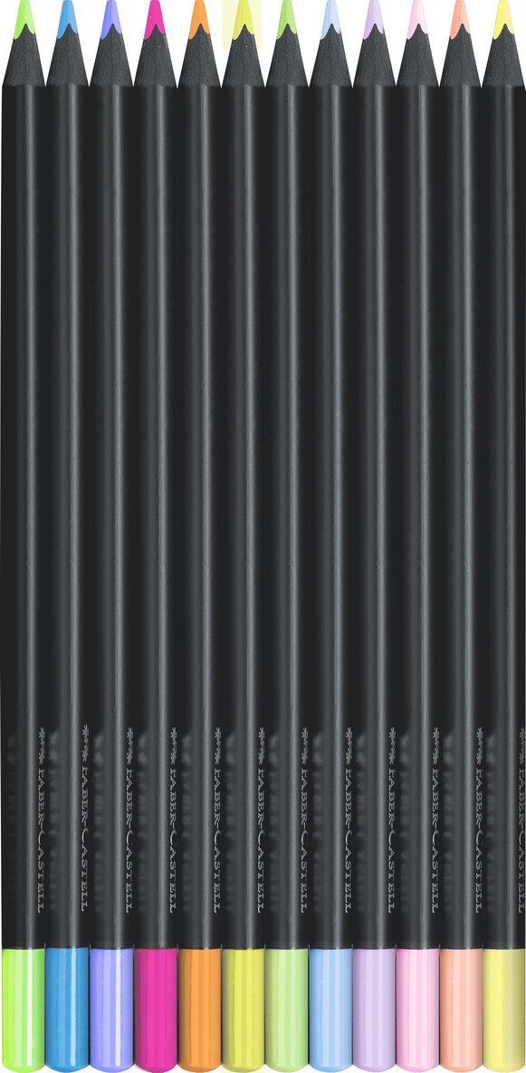 Färgpenna Faber-Castell Black Edition neon+ pastell 12 färger, Övrigt
