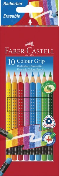 Färgpenna Faber-Castell Colour Grip raderbar 10 pennor