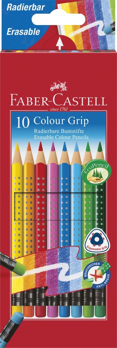 Färgpenna Faber-Castell Colour Grip raderbar 10 pennor 1