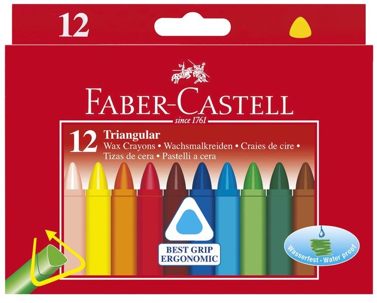 Vaxkrita Faber-Castell trekantig 12 färger 1