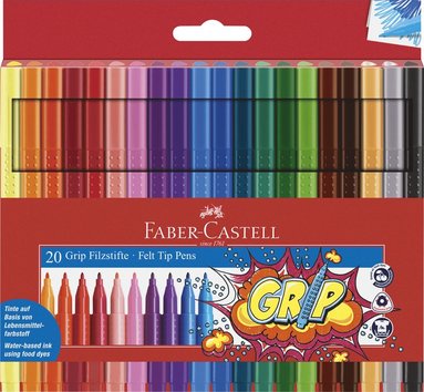 Fiberspetspenna Faber-Castell Grip Color 20 färger 1