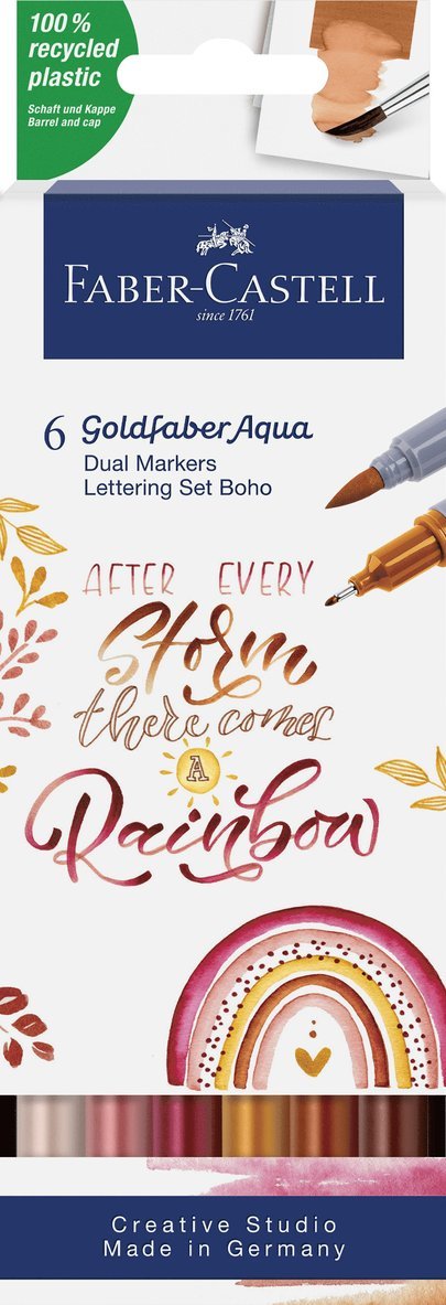 Tuschpenna Faber-Castell Goldfaber Aqua Dual Marker Lettering Set 6-pack BoHo, Övrigt