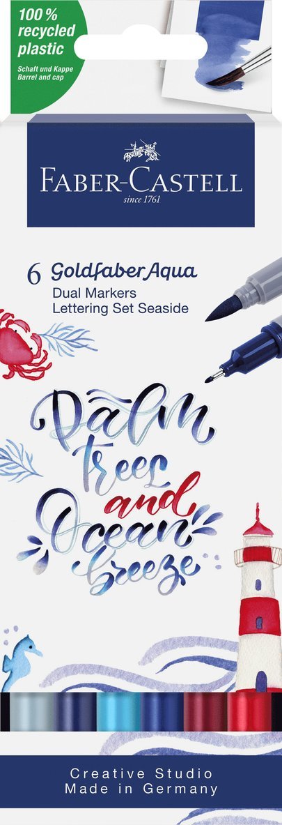 Tuschpenna Faber-Castell Goldfaber Aqua Dual Marker Lettering Set 6-pack Seaside, Övrigt