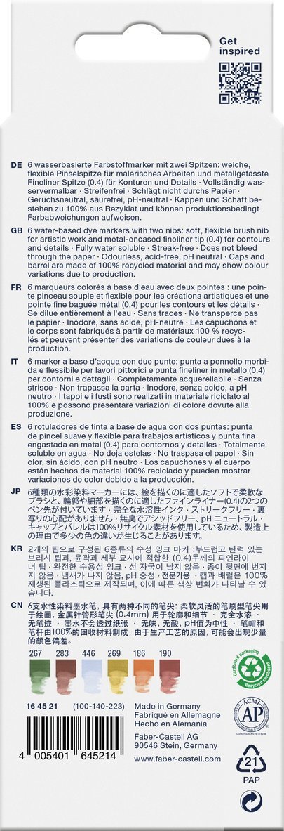 Tuschpenna Faber-Castell Goldfaber Aqua Dual Marker 6-pack Tuscany, Övrigt