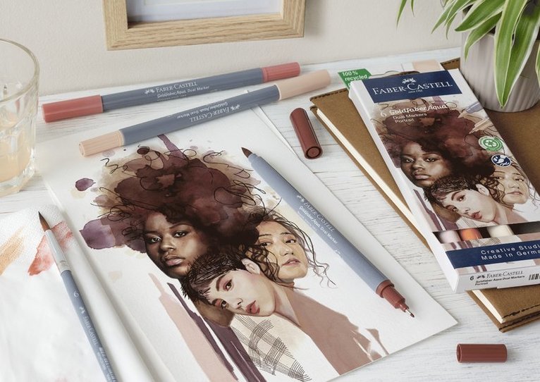 Tuschpenna Faber-Castell Goldfaber Aqua Dual Marker 6-pack Portrait, Övrigt