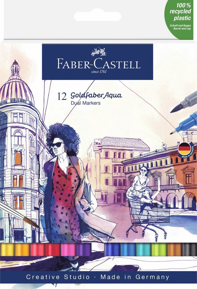 Tuschpenna Faber-Castell Goldfaber Aqua Dual Marker 12-pack