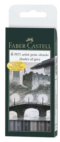 Pennset PITT Artist Pen Brush 6-pack gråton