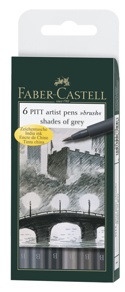 Pennset PITT Artist Pen Brush 6-pack gråton 1