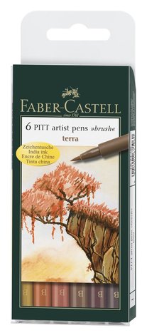 Pennset PITT Artist Pen Brush 6-pack terra