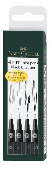 Pennset PITT Artist Pen Fineliner 4-pack svart