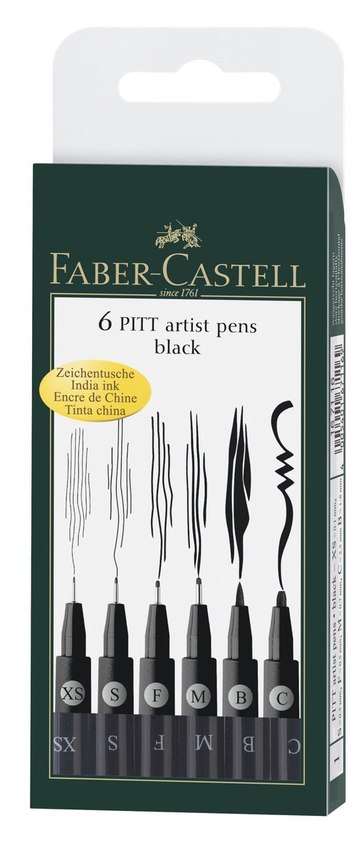 Pennset PITT Artist Pen 6-pack svart 1