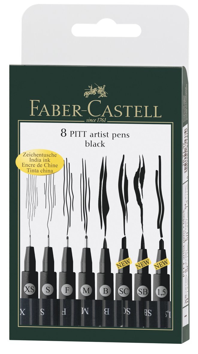 Pennset PITT Artist Pen 8-pack svart 1