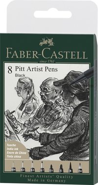 Fiberspetspenna PITT Artist Pen 8-pack 199 svart