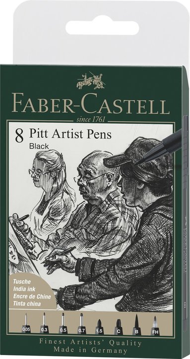 Tuschpenna PITT Artist Pen 8-pack 199 svart 1