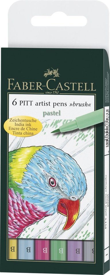 Pennset B PITT Artist Pen pastellfärger 6 färger 1
