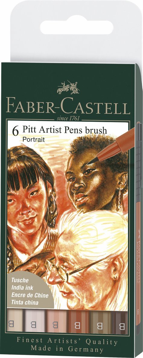 Fiberspetspenna PITT Artist Pen Brush 8-pack porträtt 1