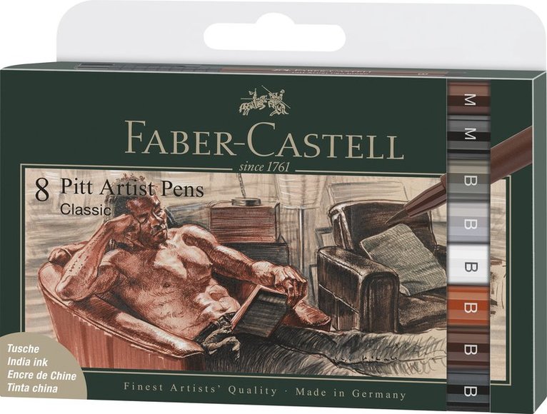 Tuschpenna PITT Artist Pen Brush 8-pack klassisk, Övrigt