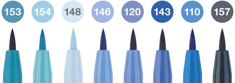 Tuschpenna PITT Artist Pen 8-pack blå The Blues, Övrigt