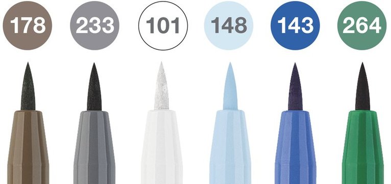 Tuschpenna PITT Artist Pen Brush 6-pack vinterfärger, Övrigt