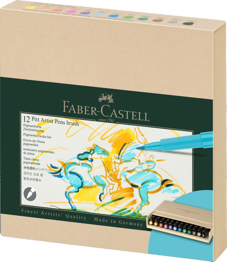 Tuschpenna Faber-Castell PITT Artist Pen B - Studio Box 12 färger, Övrigt