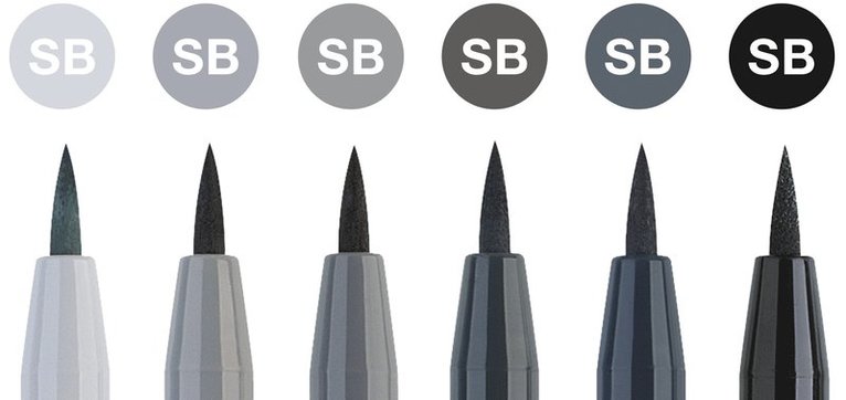 Pennset PITT Artist Pen Soft Brush 6-pack gråton, Övrigt