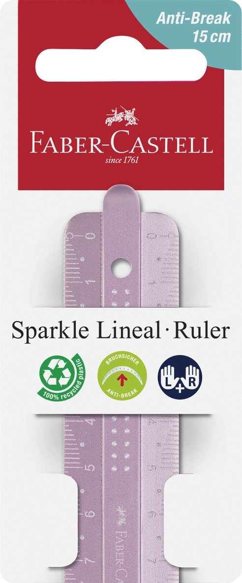 Linjal 15cm Anti-break lila, rosa, turkos