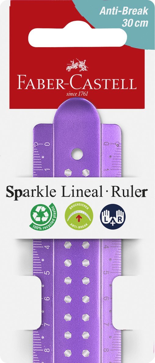 Linjal 30cm Anti-break lila, rosa, turkos, Övrigt