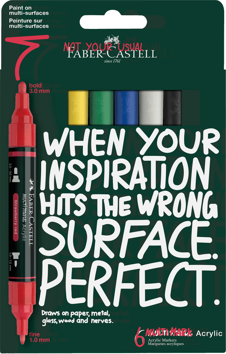 Tuschpenna Faber-Castell Multimark Acrylic - Base Colours 6 färger, Övrigt
