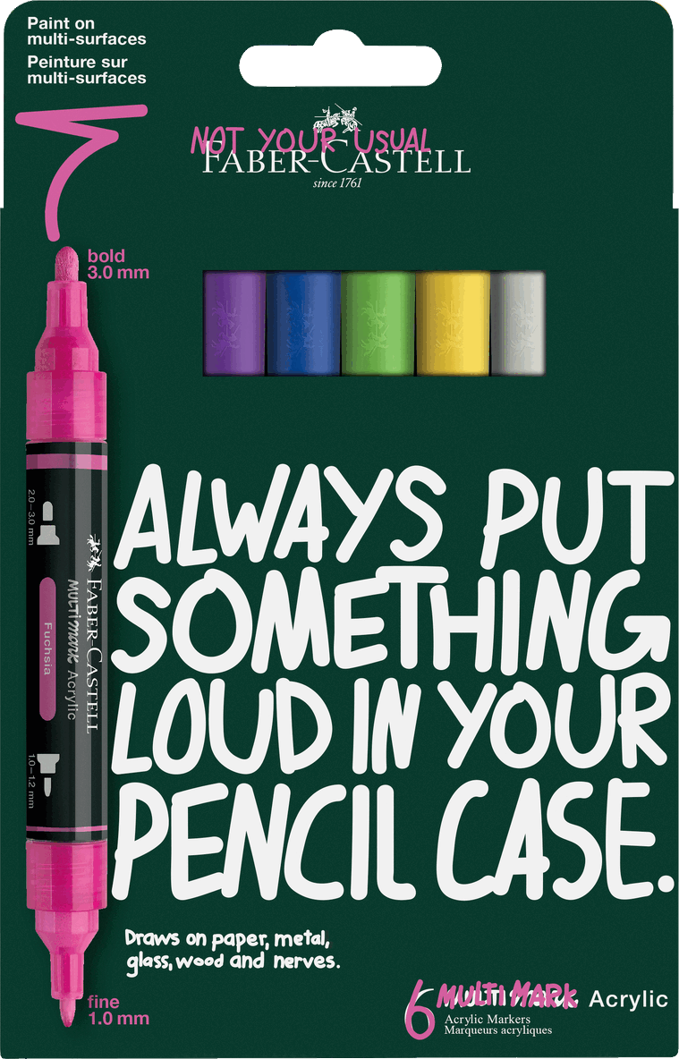 Tuschpenna Faber-Castell Multimark Acrylic - Vibrant Colours 6 färger, Övrigt