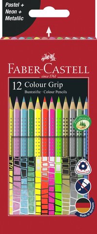Färgpenna Color Grip  12 färger neon, metallic, pastell