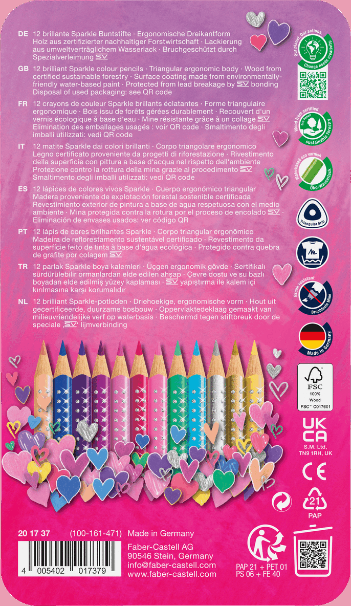 Färgpenna Faber-Castell Sparkle 12 färger, Övrigt