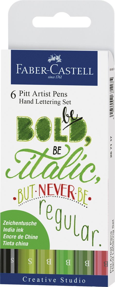 Pennset Faber-Castell Pitt Artist Pen Hand Lettering 6-pack Greenery 1