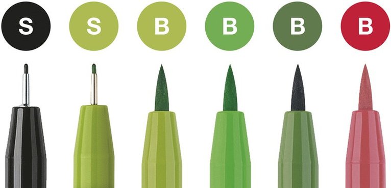 Pennset Faber-Castell Pitt Artist Pen Hand Lettering 6-pack Greenery, Övrigt