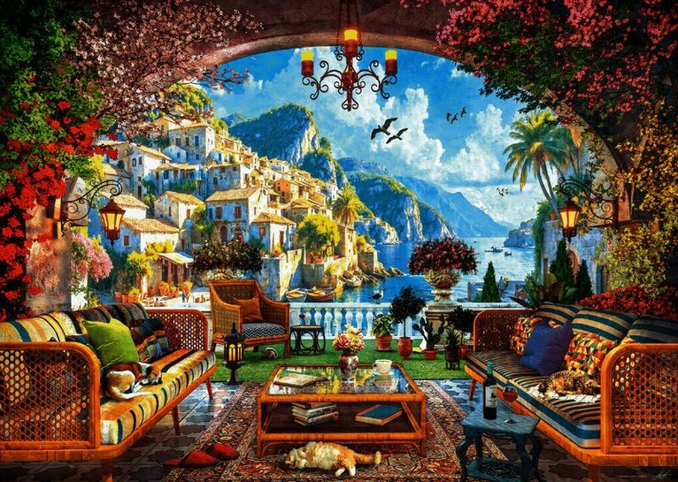 Pussel 1000 bitar Mediterranean Terrace View, Övrigt