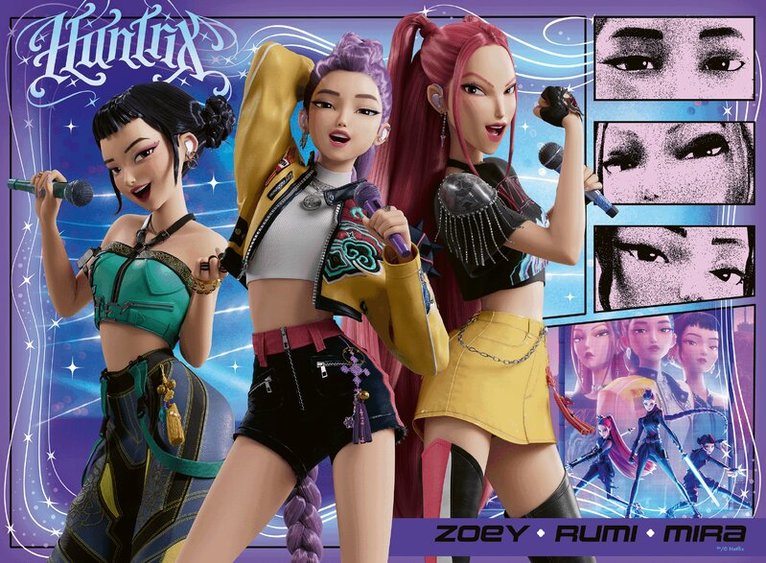 Pussel 100 bitar XXL K-Pop Demon Hunters Happy fans, happy Honmoon!, Övrigt