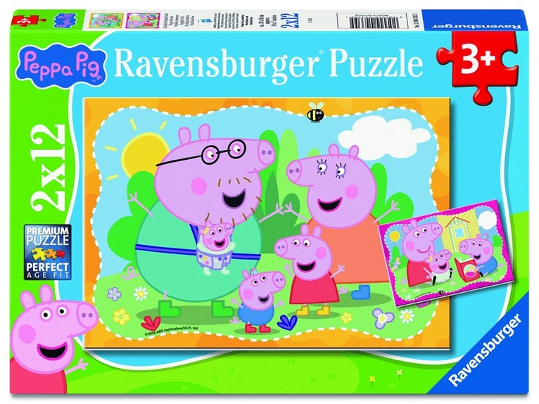 Kinderpuzzle 2x12 Teile - Peppa Wutz - Glückliche Familie Wutz!, Övrigt