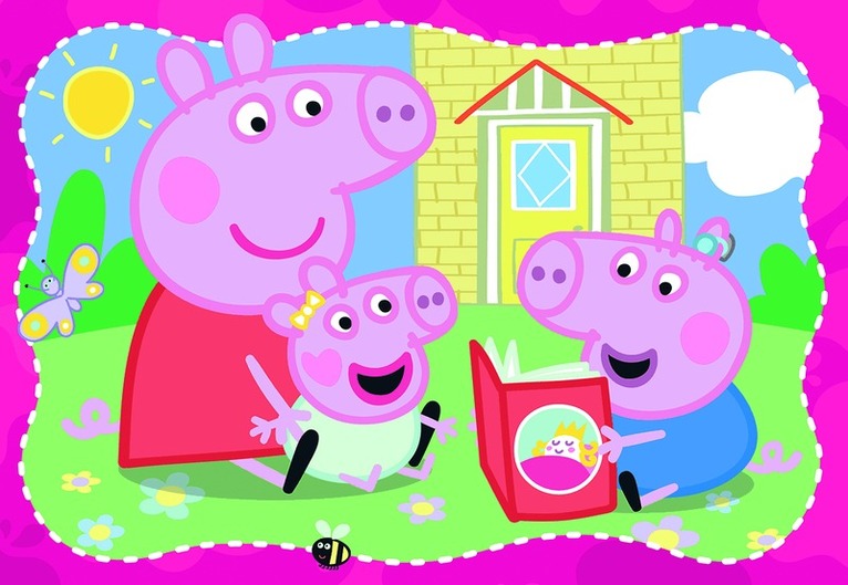 Kinderpuzzle 2x12 Teile - Peppa Wutz - Glückliche Familie Wutz!, Övrigt