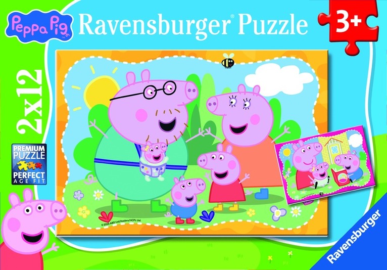 Kinderpuzzle 2x12 Teile - Peppa Wutz - Glückliche Familie Wutz!, Övrigt