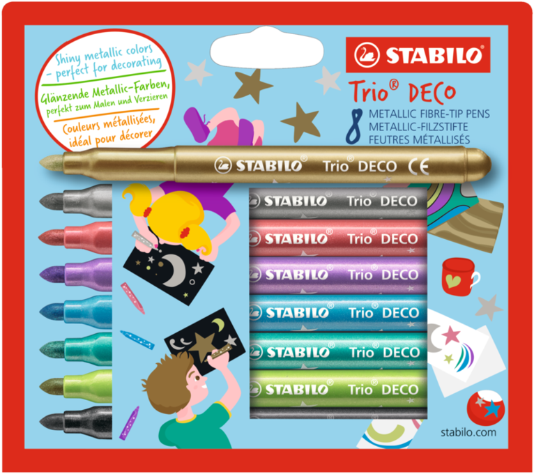 Fiberspetspenna Stabilo Trio DECO Metallic 8 färger