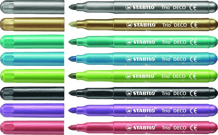 Fiberspetspenna Stabilo Trio DECO Metallic 8 färger, Övrigt
