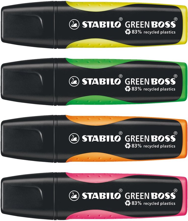 Överstrykningspenna Stabilo Green Boss 4 färger, Övrigt