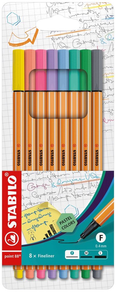 Fiberspetspenna Stabilo Point 88 8 pastellfärger 1