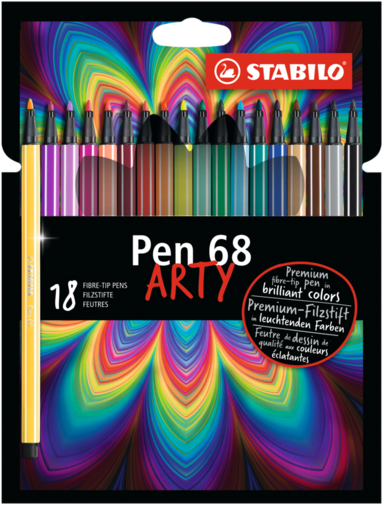 Fiberspetspenna Stabilo Pen 68 Arty 18 färger