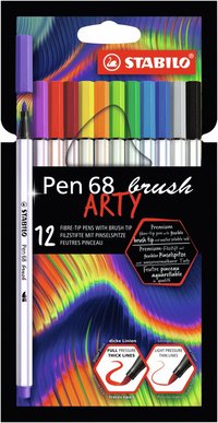 Fiberspetspenna Stabilo Pen68 Brush Arty 12 färger