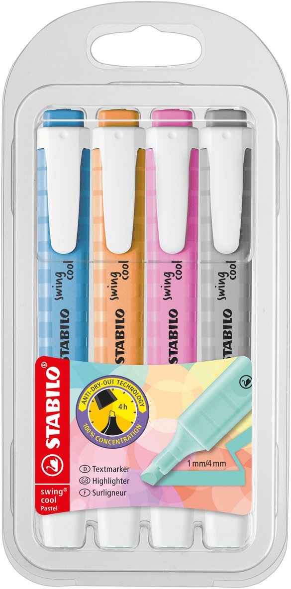 Överstrykningspenna Stabilo Swing Cool pastell 4 färger (Version 3), Övrigt