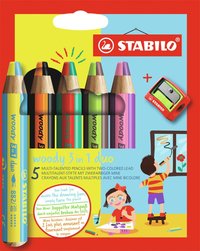 Färgpenna Stabilo Woody 3in1 duo 5-pack